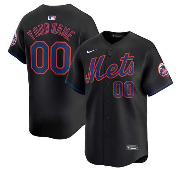 Mens New York Mets Active Player Cutsom 2024 Black Alternate Limited Stitched Baseball Jersey